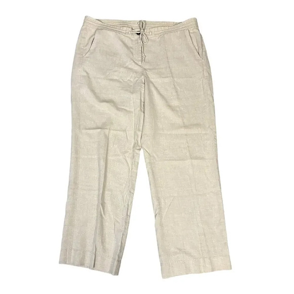 Talbots Women's Linen Pants Size 10 Beige Straight Leg Drawstring Waist‎ - Picture 1 of 4